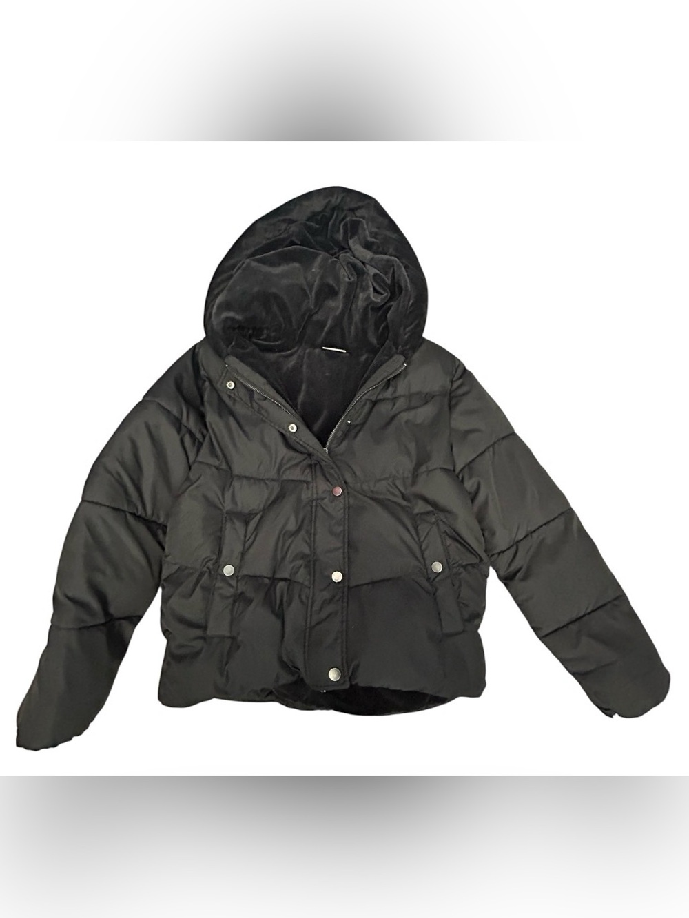 32 Degrees Heat Black Hooded Puffer Jacket Sz S Excellent